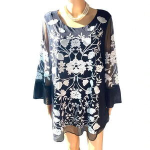 Charter Club Floral Embroidery Boho Casual Summer Party Top Women Plus Sz XXL